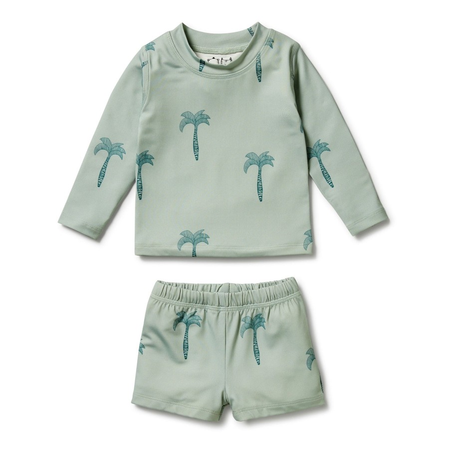 Baby [0-23M] Wilson & Frenchy Swim | Wilson And Frenchy Rashie Swim Set Palm Tree