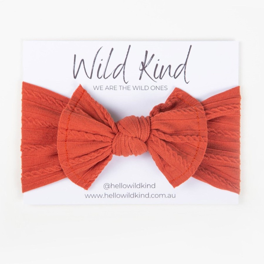 Child [2-14] Wild Kind Hair Accessories | Wild Kind Ayla Wide Bow Headband - Terracotta