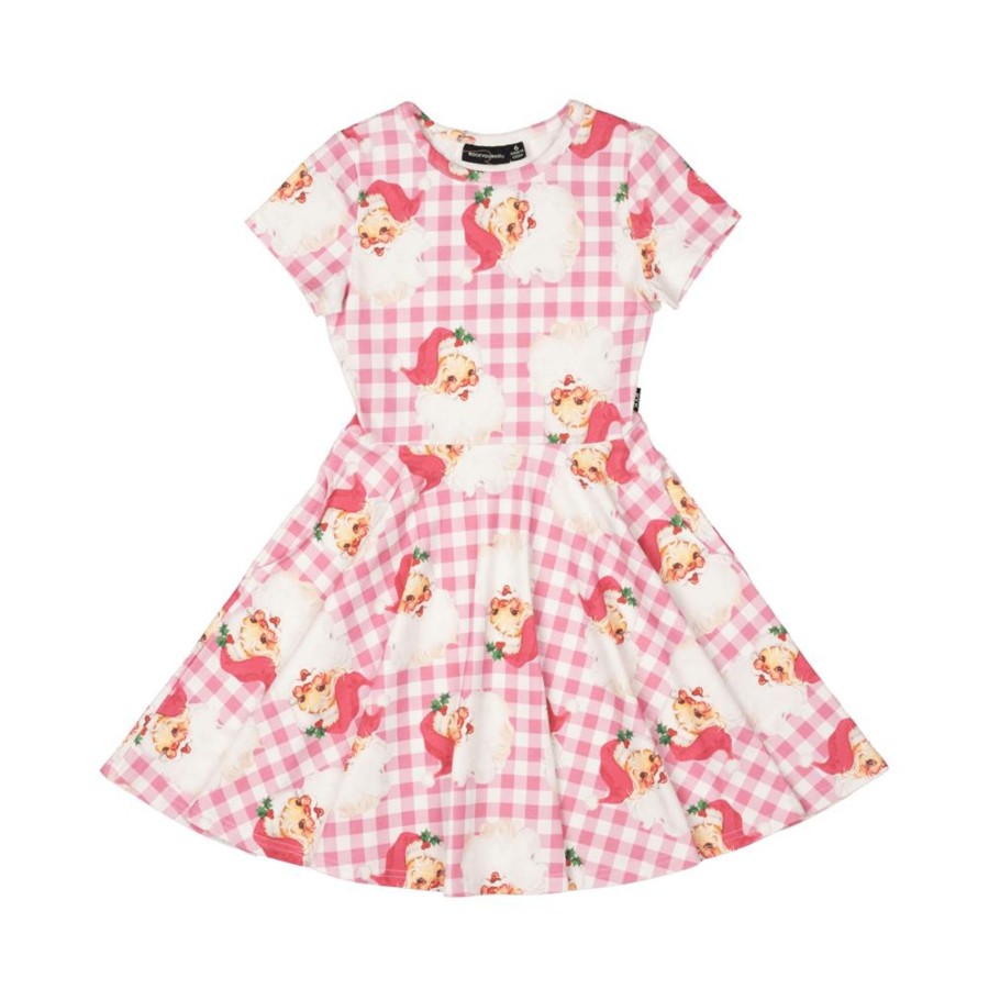 Child [2-14] Rock Your Baby Dresses | Rock Your Baby Waisted Dress - Santa Gingham