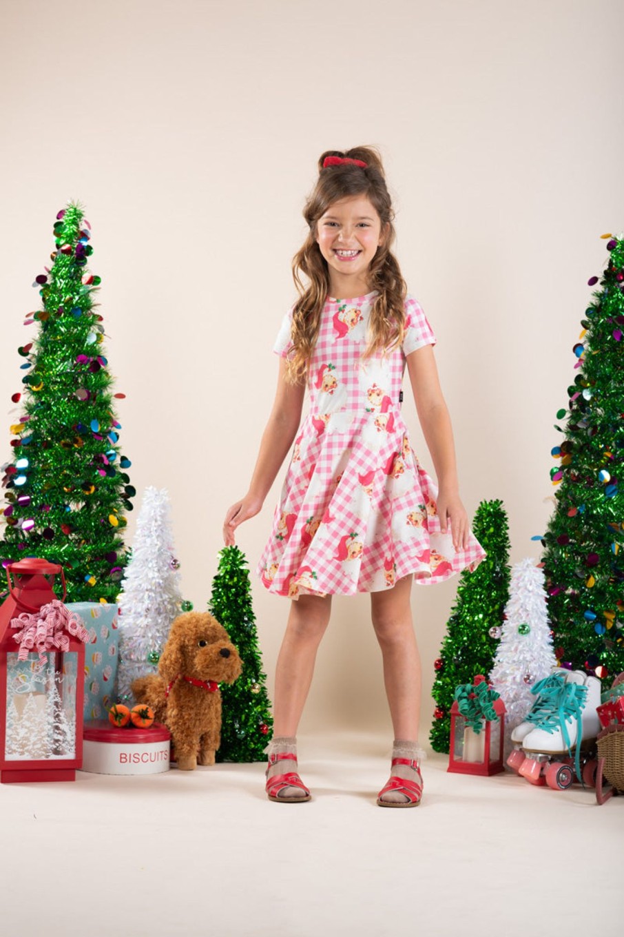 Child [2-14] Rock Your Baby Dresses | Rock Your Baby Waisted Dress - Santa Gingham