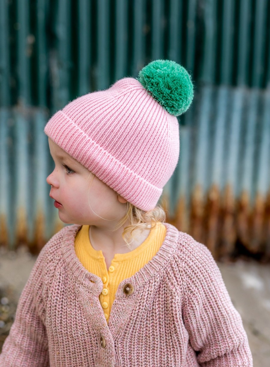 Child [2-14] Acorn Beanies | Acorn Oslo Merino Ribbed Beanie - Pink & Green