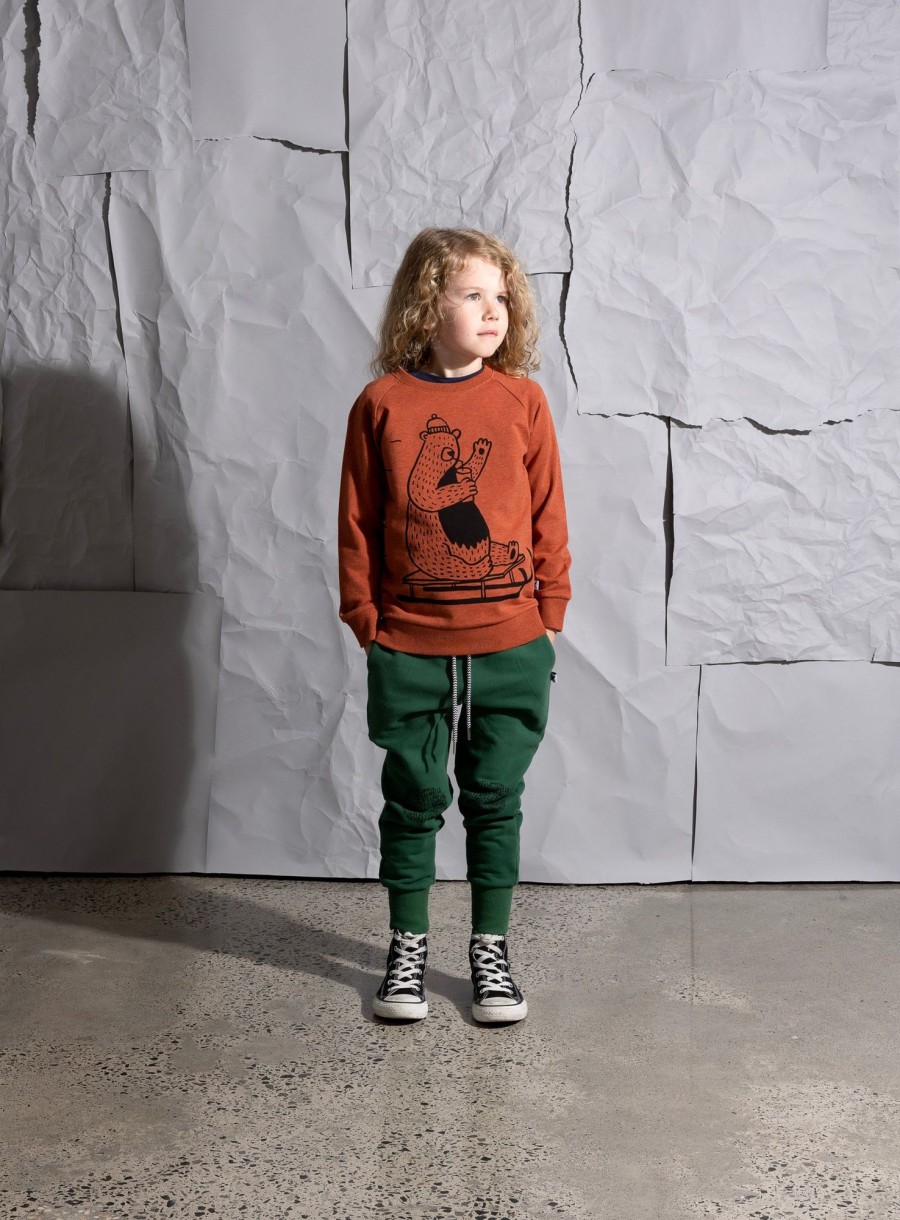 Baby [0-23M] Minti Jumpers | Minti Sled Bear Crew - Burnt Orange Marle