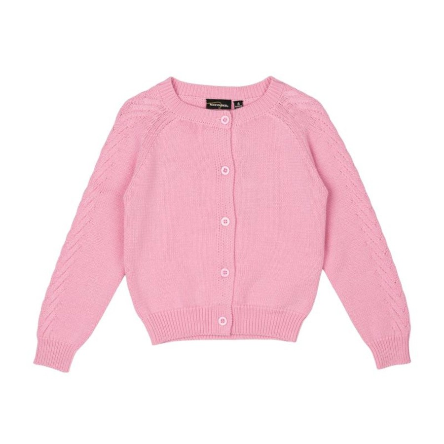 Child [2-14] Rock Your Baby Outerwear | Rock Your Baby Pink Knit Cardigan