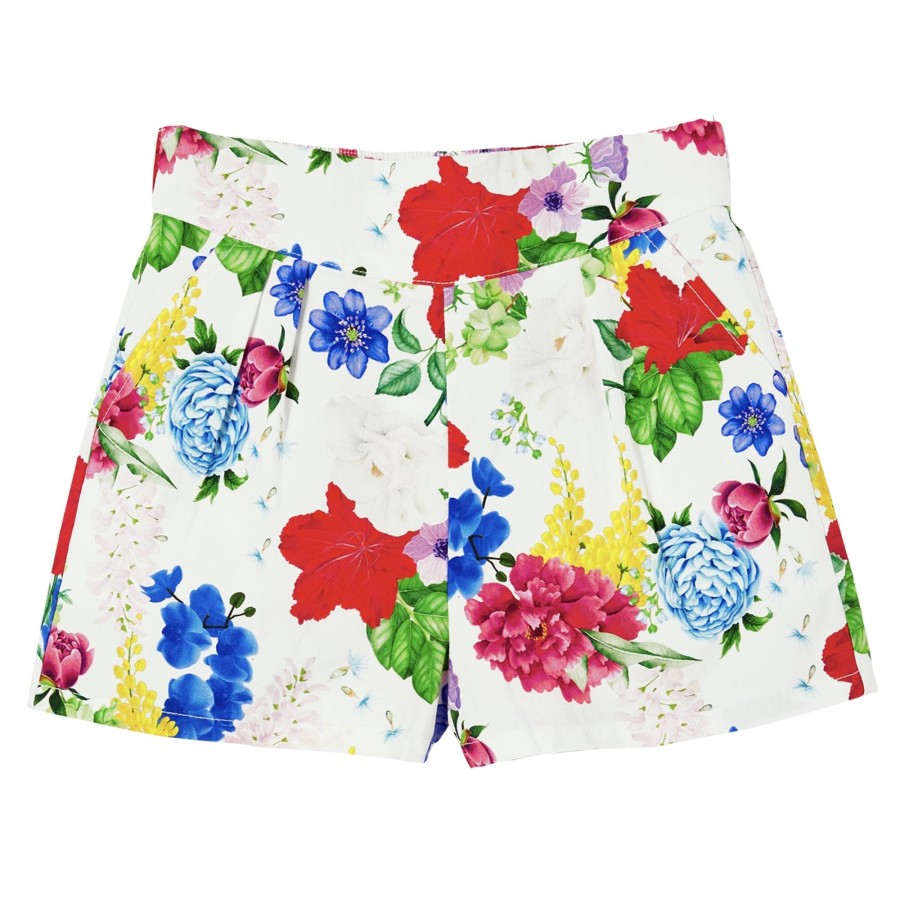 Child [2-14] Milky Bottoms | Milky Hibiscus Poplin Short - White