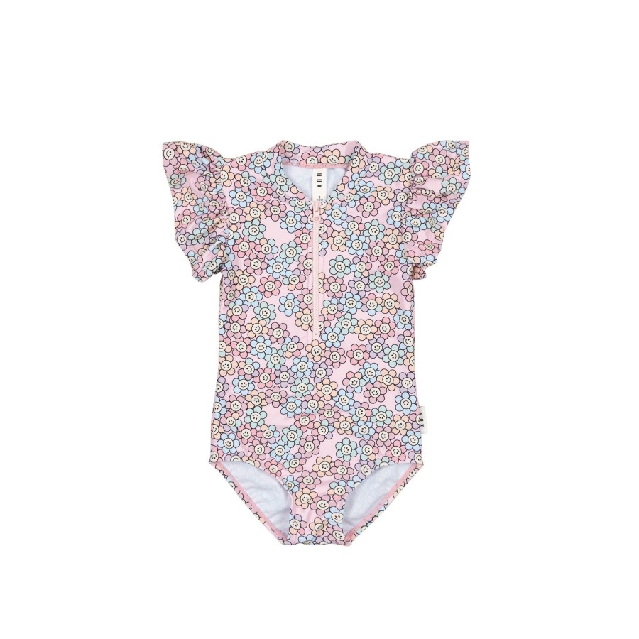 Baby [0-23M] Huxbaby Swim | Huxbaby Rainbow Daisy Frill Zip Swimsuit - Multi