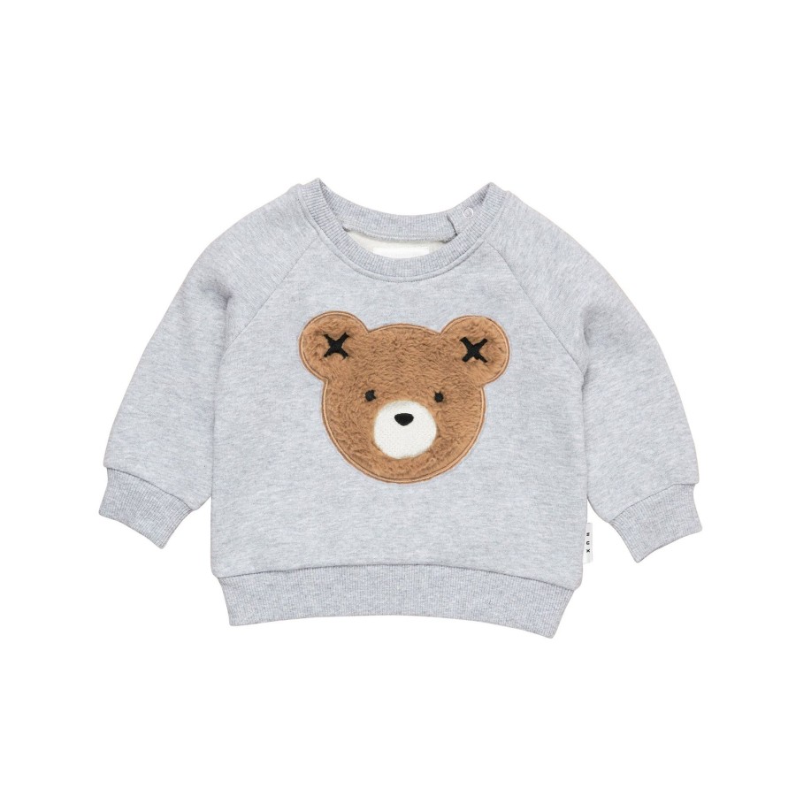 Baby [0-23M] Huxbaby Jumpers | Huxbaby Fur Hux Sweatshirt - Light Grey Marle