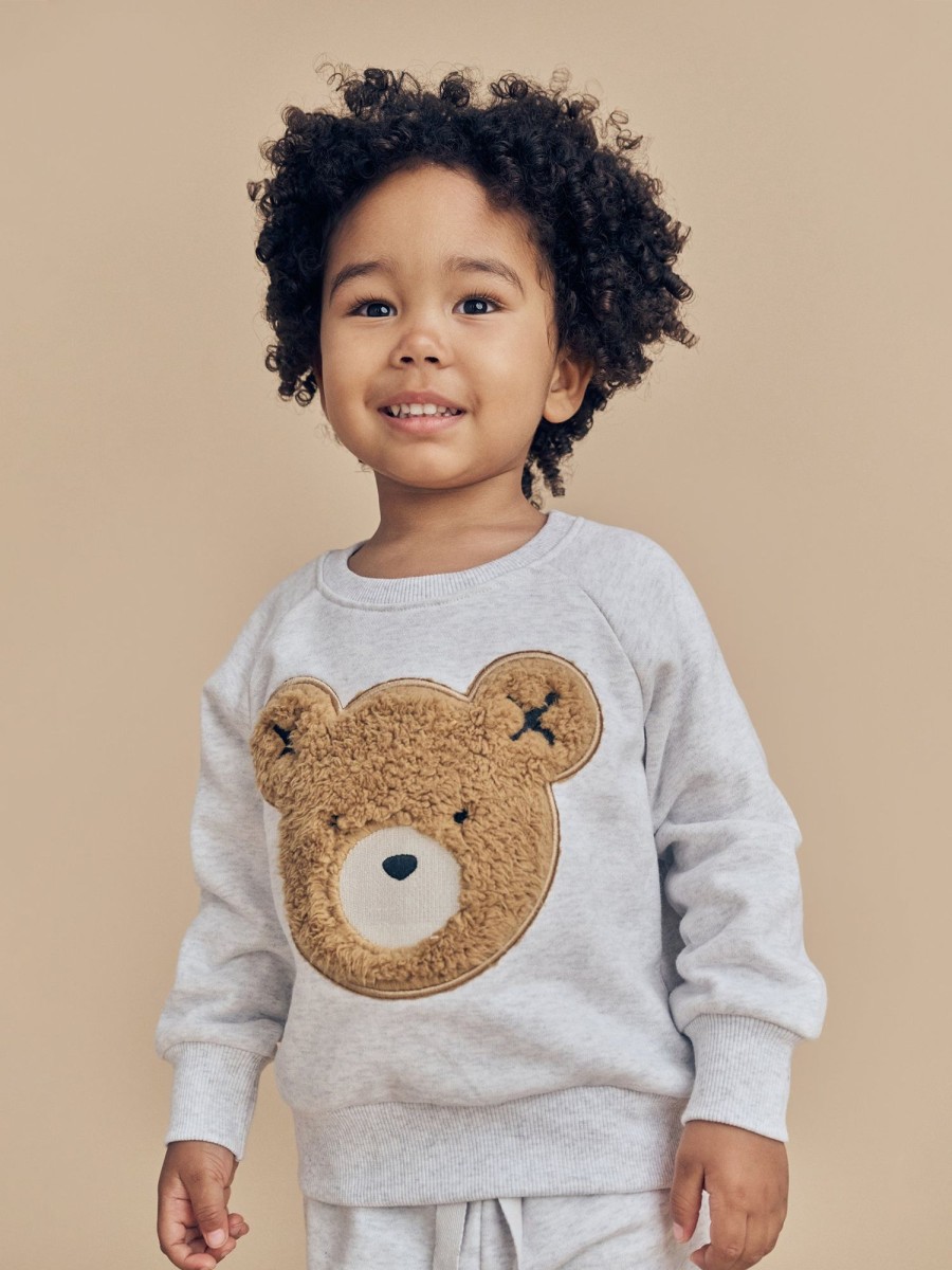 Baby [0-23M] Huxbaby Jumpers | Huxbaby Fur Hux Sweatshirt - Light Grey Marle