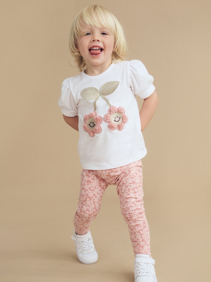 Child [2-14] Huxbaby Bottoms | Huxbaby Smile Floral Legging - Dusty Rose