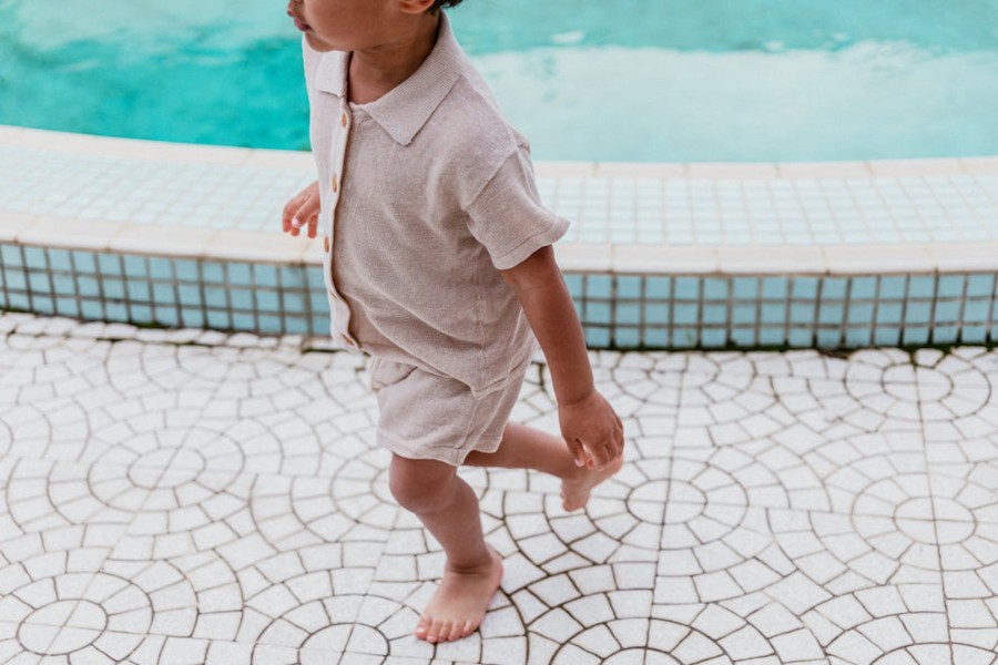 Child [2-14] Grown Knitwear | Grown Linen Knit Shorts - Linen