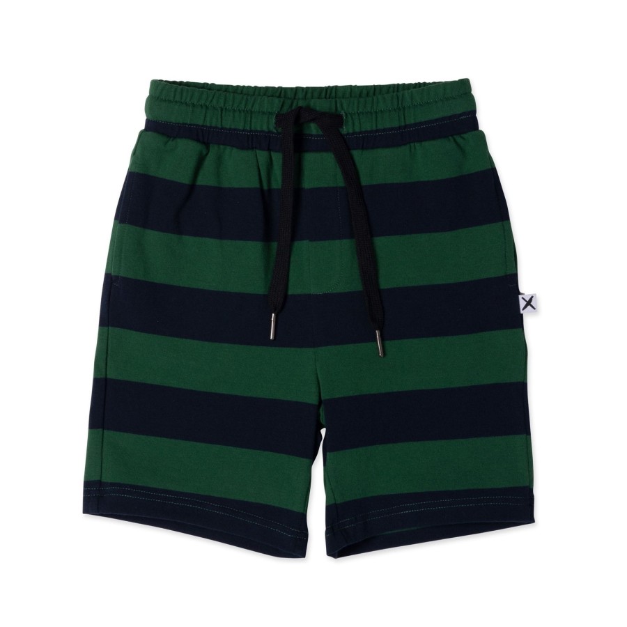 Child [2-14] Minti Bottoms | Minti Duo Short - Green/Navy Stripe