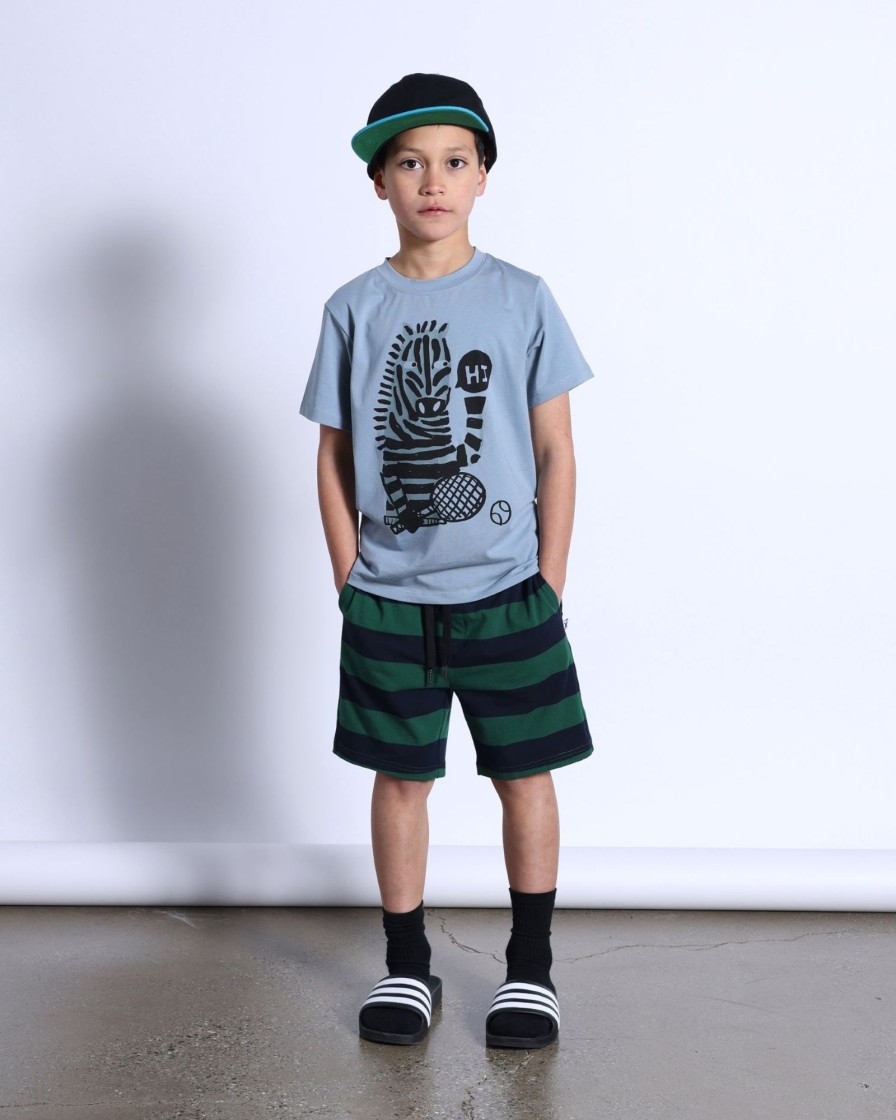 Child [2-14] Minti Bottoms | Minti Duo Short - Green/Navy Stripe