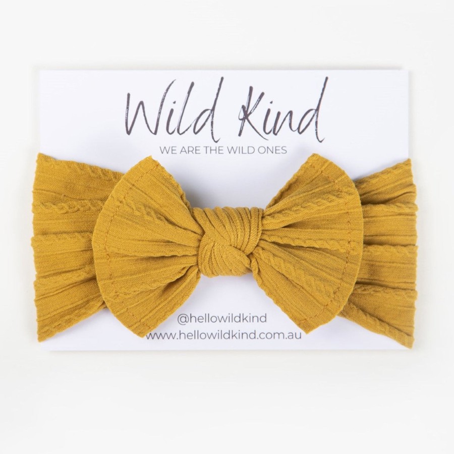 Child [2-14] Wild Kind Hair Accessories | Wild Kind Ayla Wide Bow Headband - Mustard