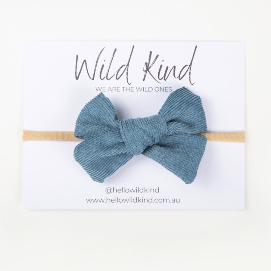 Child [2-14] Wild Kind Hair Accessories | Wild Kind Florence Cord Bow Headband - Dusty Blue