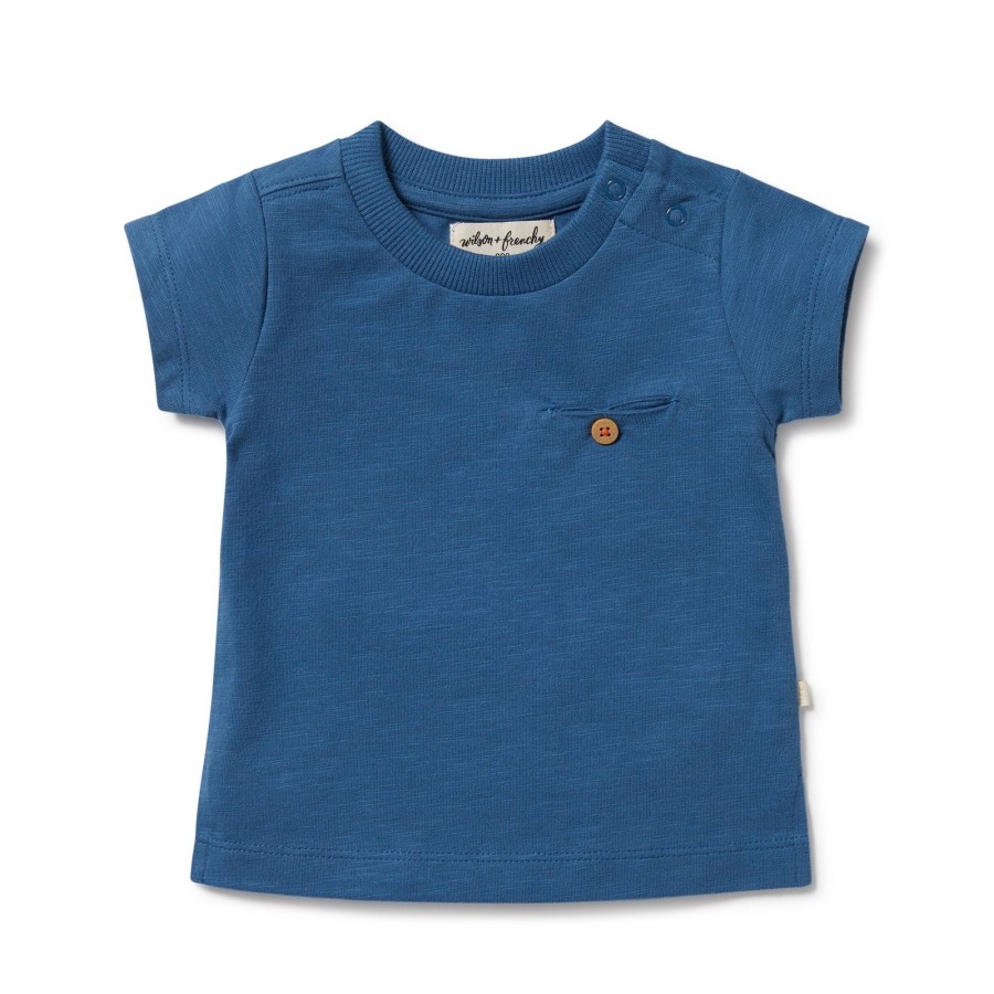 Baby [0-23M] Wilson & Frenchy Tops | Wilson And Frenchy Organic Pocket Tee Dark Blue