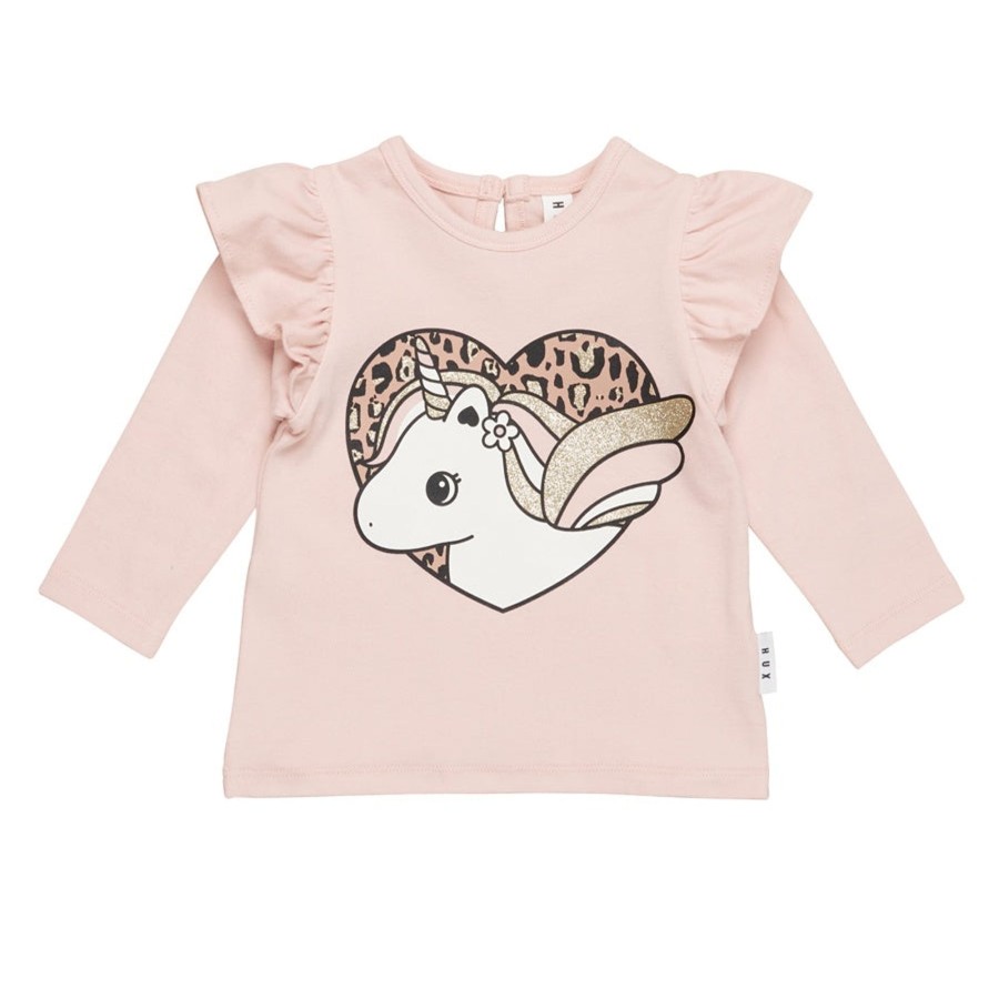 Child [2-14] Huxbaby Tops | Huxbaby Unicorn Heart Frill Top - Rose