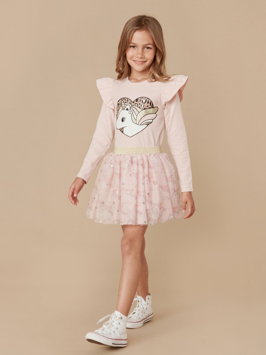 Child [2-14] Huxbaby Tops | Huxbaby Unicorn Heart Frill Top - Rose