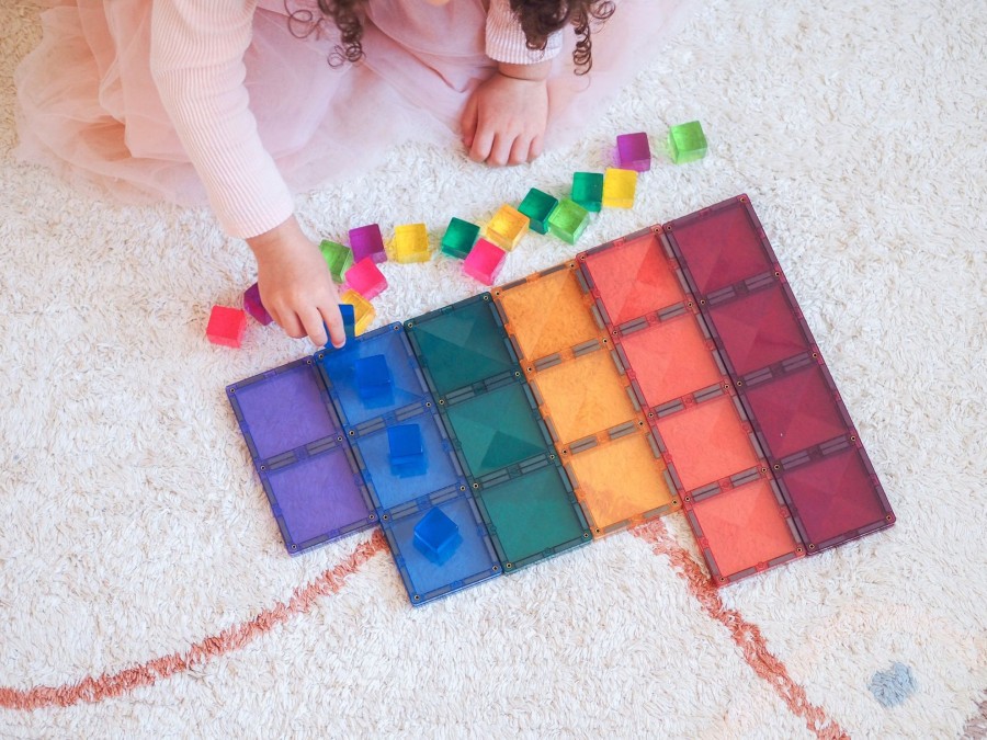 Play + Learn Connetix Magnet Play | Connetix Tiles - 24 Piece Rectangle Set | Pastel