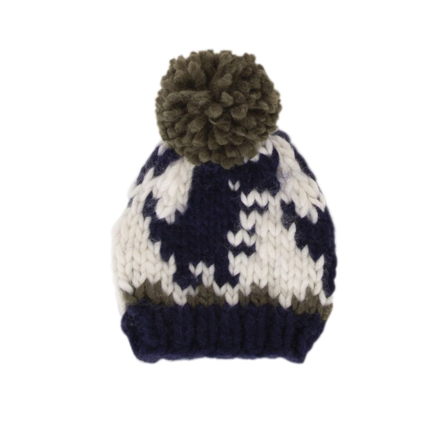 Baby [0-23M] Acorn Beanies | Acorn Dino Beanie - Navy & Khaki