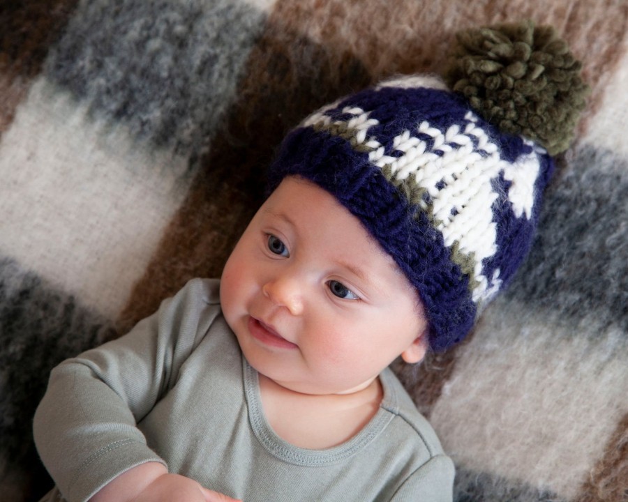 Baby [0-23M] Acorn Beanies | Acorn Dino Beanie - Navy & Khaki