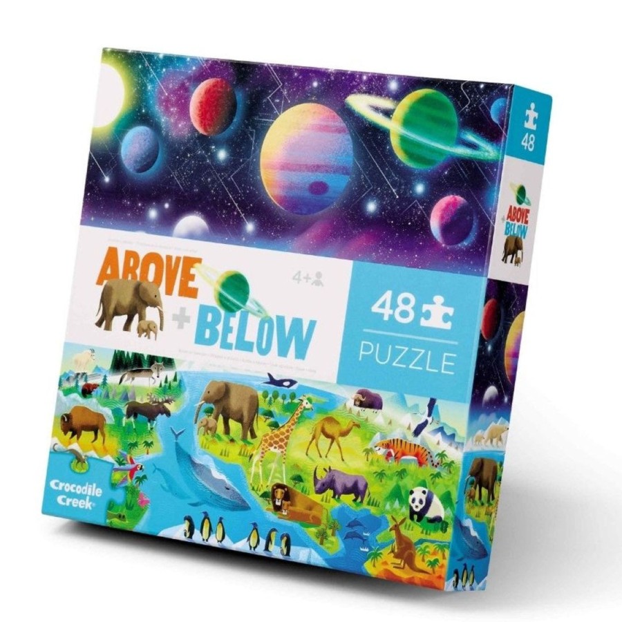 Play + Learn Crocodile Creek Puzzles | Above & Below Puzzle 48 Piece - Earth & Space