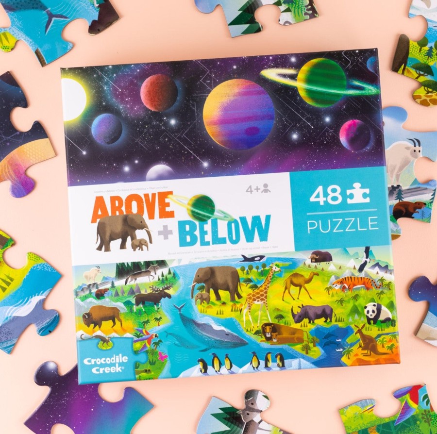 Play + Learn Crocodile Creek Puzzles | Above & Below Puzzle 48 Piece - Earth & Space