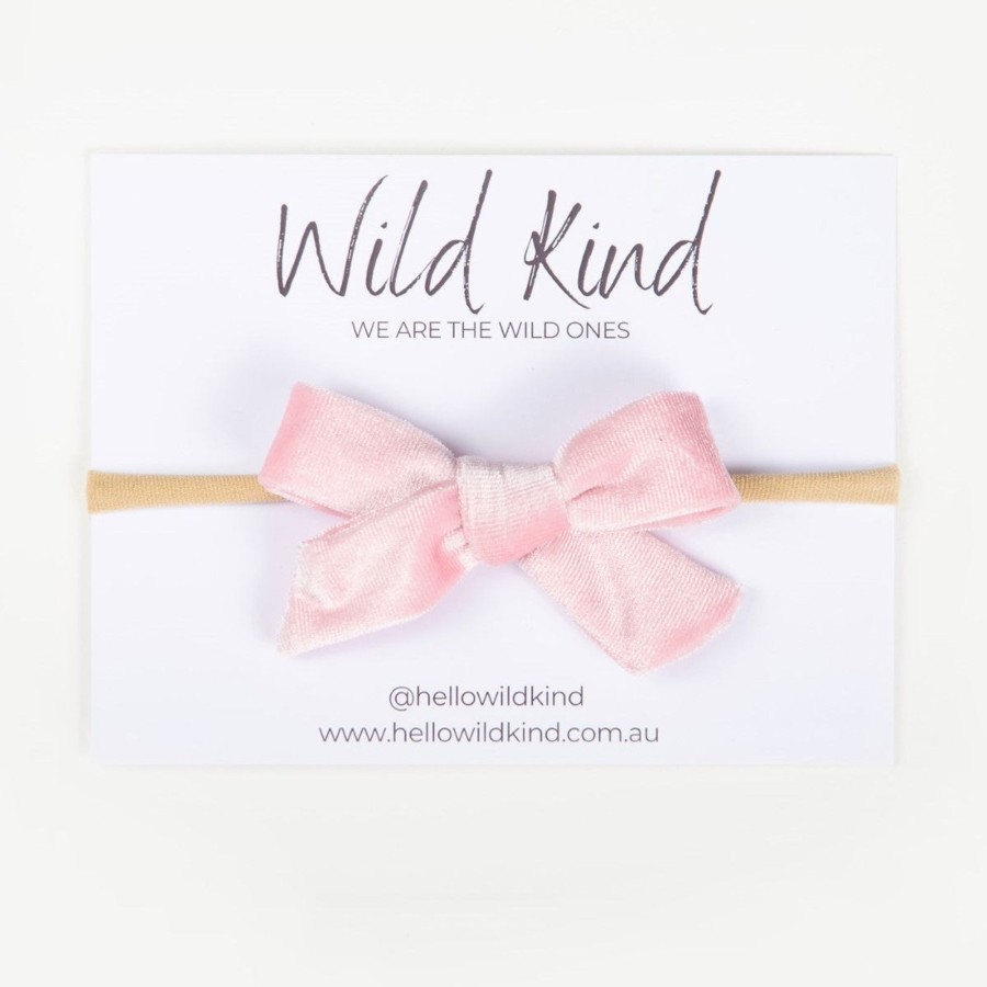 Baby [0-23M] Wild Kind Hair Accessories | Wild Kind Hazel Velour Bow Headband - Lolly Pink