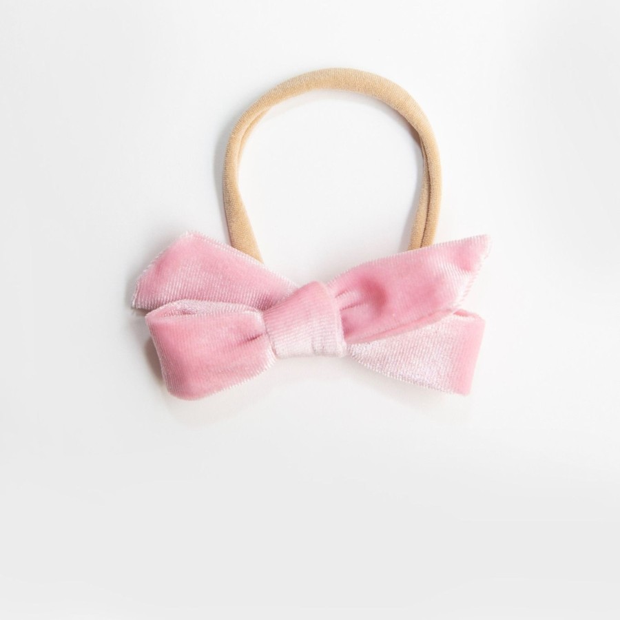 Baby [0-23M] Wild Kind Hair Accessories | Wild Kind Hazel Velour Bow Headband - Lolly Pink