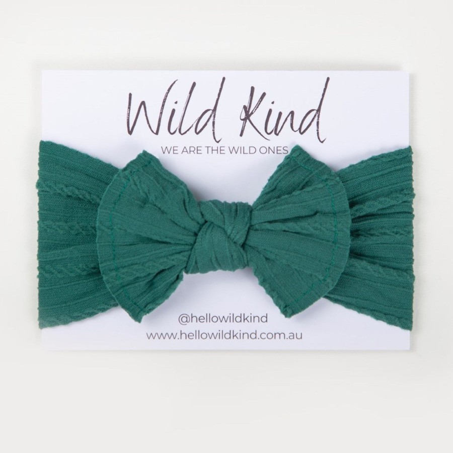 Baby [0-23M] Wild Kind Hair Accessories | Wild Kind Ayla Wide Bow Headband - Forest