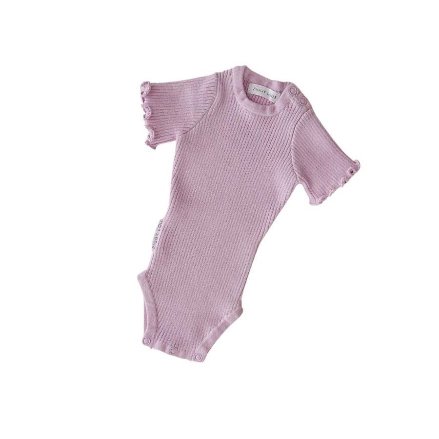 Baby [0-23M] Ziggy Lou Knitwear | Ziggy Lou - Summer Ribbed Bodysuit | Lilac