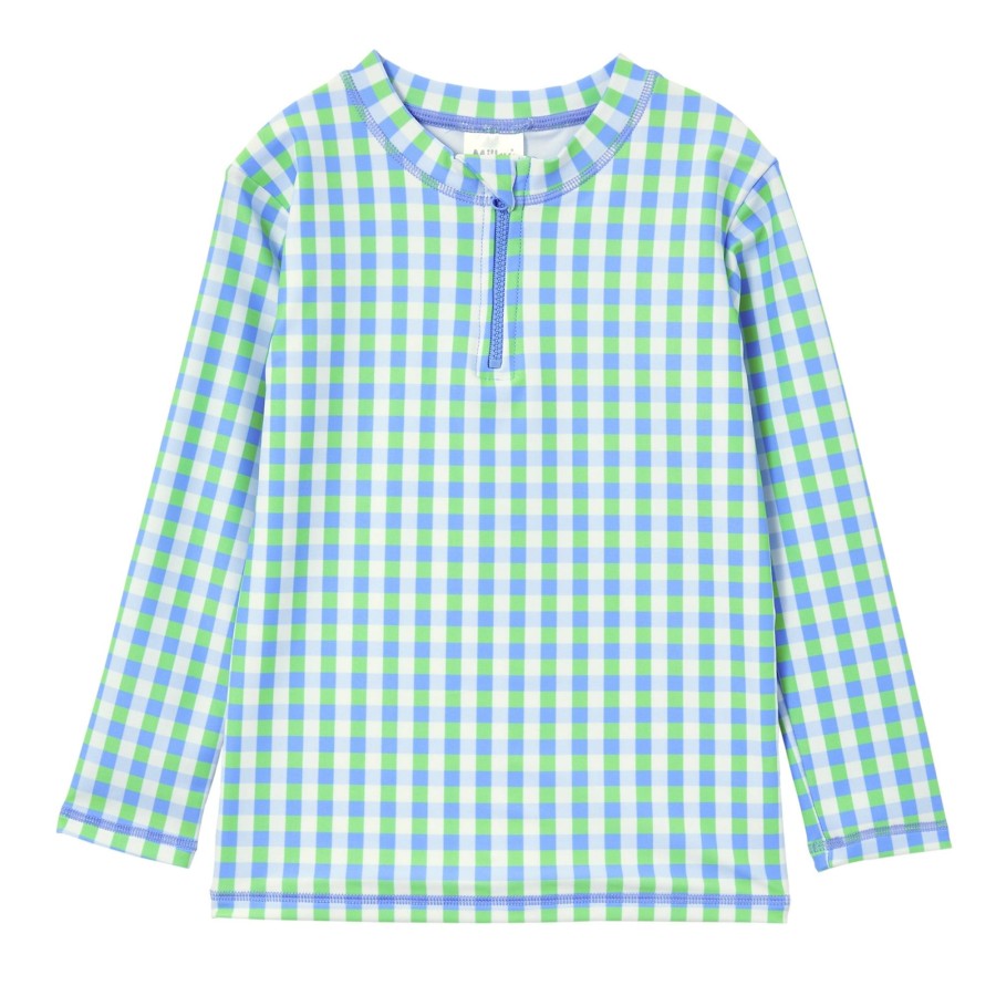 Baby [0-23M] Milky Swim | Milky Blue Gingham Rashie - Ice Blue