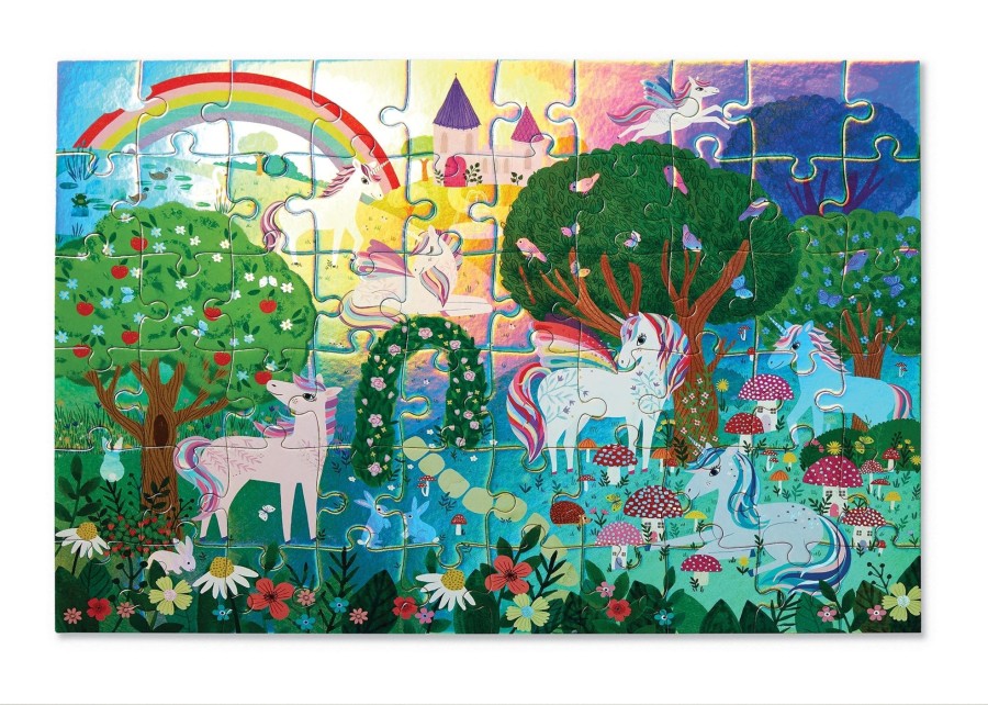 Play + Learn Crocodile Creek Puzzles | Foil Puzzle 60 Piece - Sparkling Unicorn