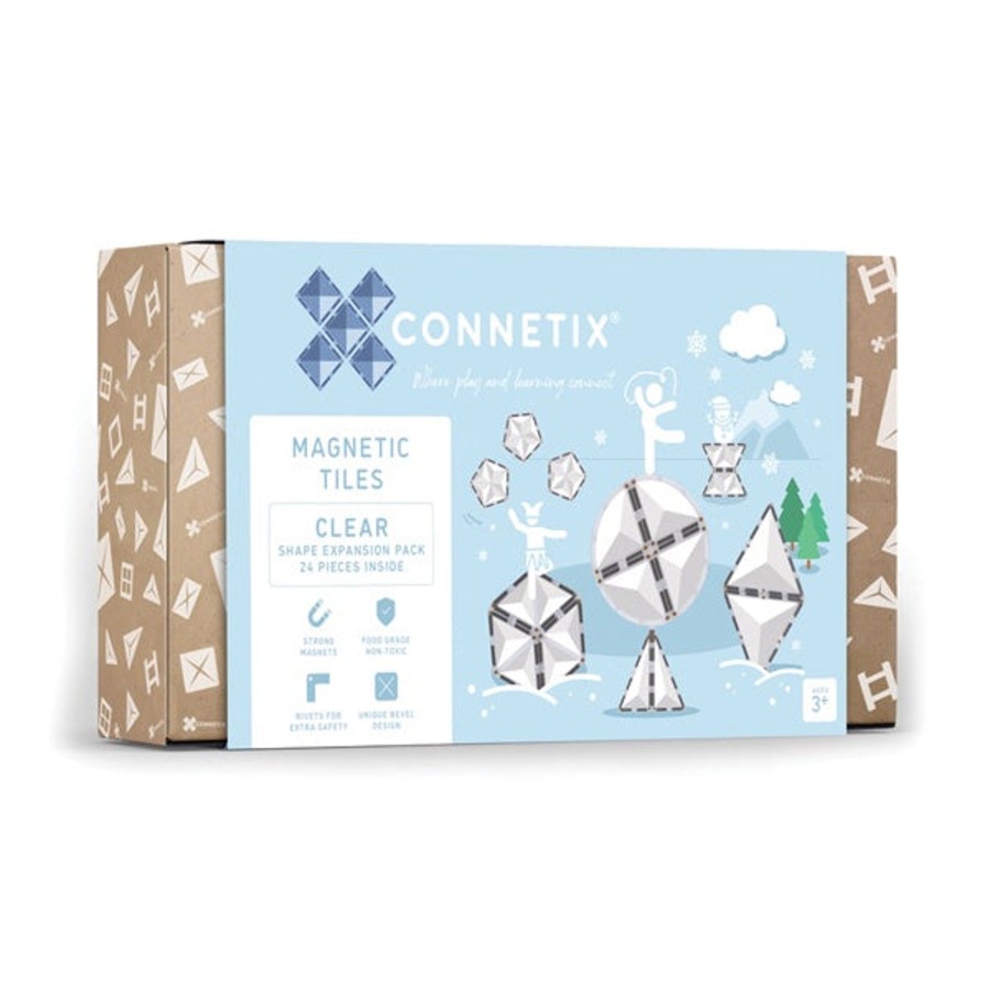 Play + Learn Connetix S.T.E.M. | Connetix Tiles - 24 Piece Expansion Set | Clear