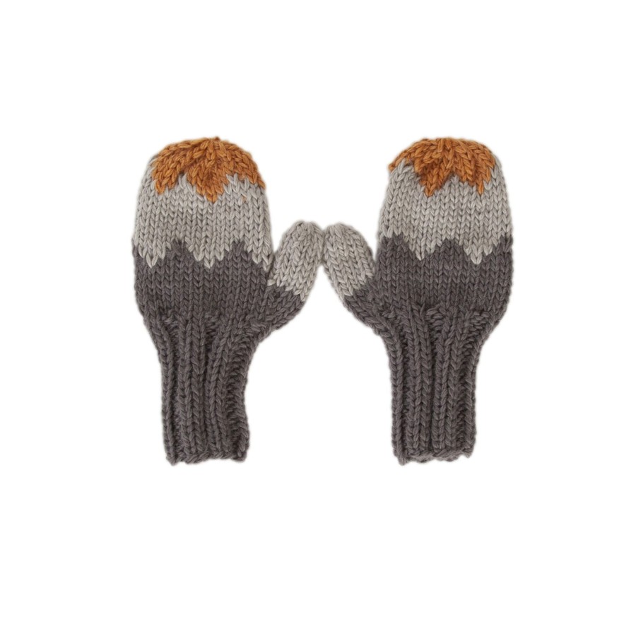 Baby [0-23M] Acorn Booties + Mittens | Acorn Zig Zag Mittens - Grey