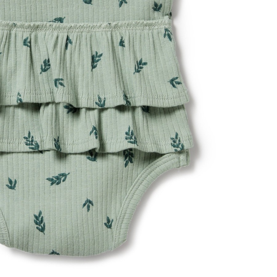 Baby [0-23M] Wilson & Frenchy All In One | Wilson And Frenchy Organic Rib Ruffle Bodysuit Falling Leaf