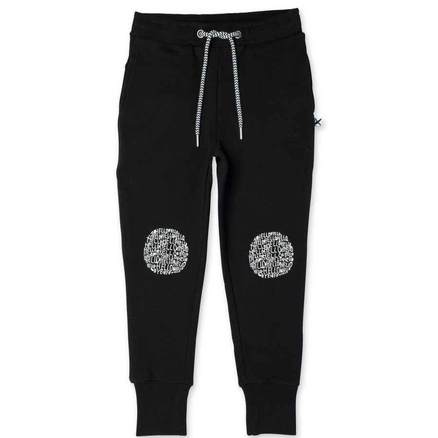 Child [2-14] Minti Bottoms | Minti Hello Circle Furry Trackies - Black