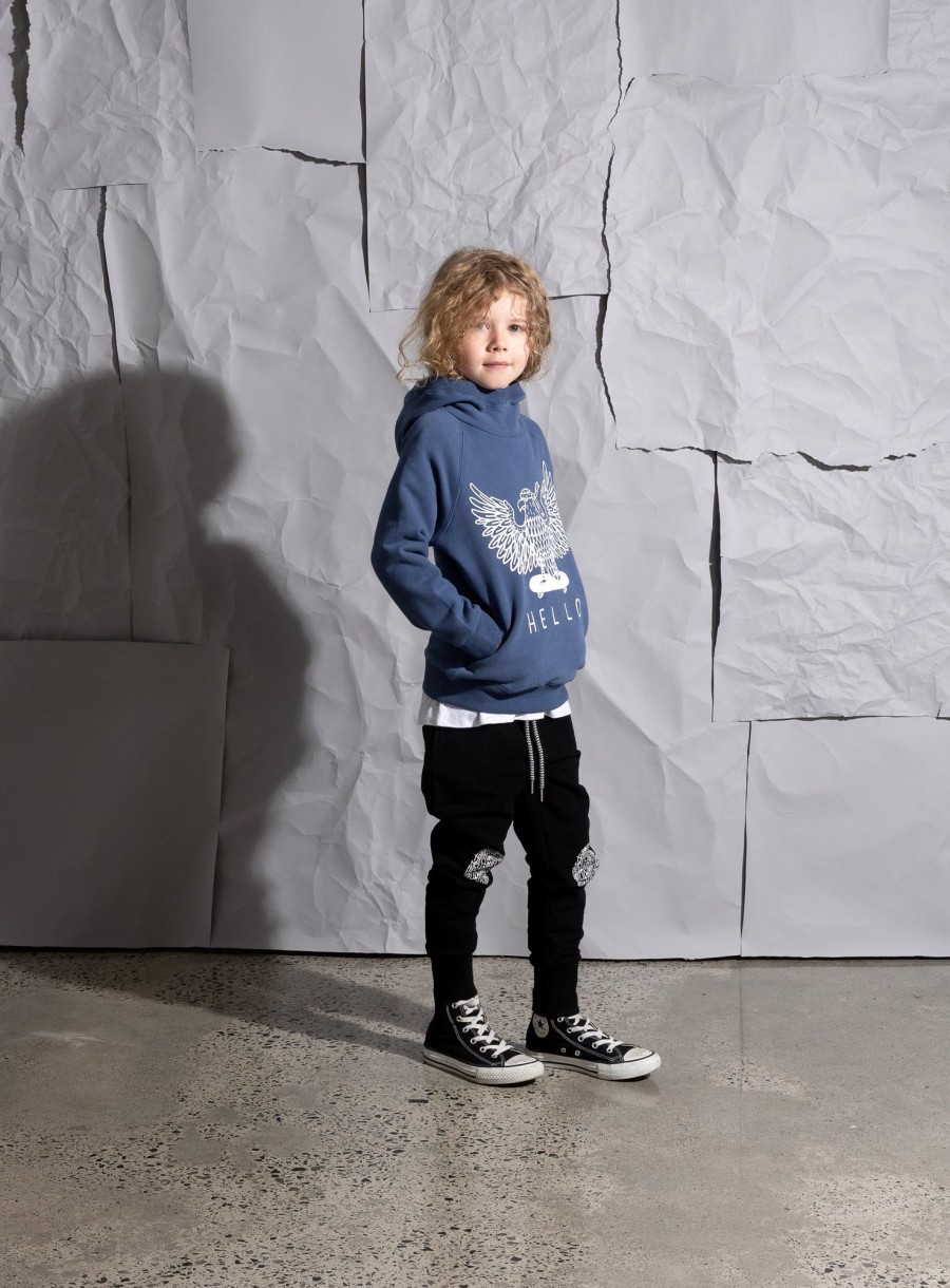 Child [2-14] Minti Bottoms | Minti Hello Circle Furry Trackies - Black