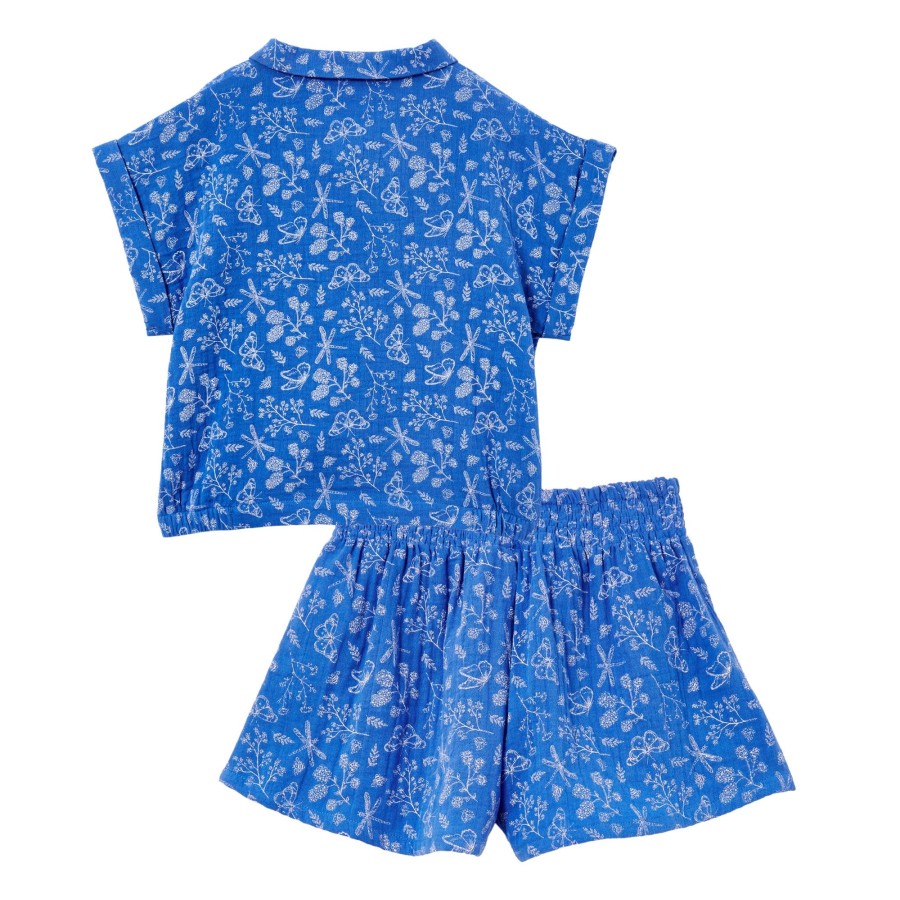 Child [2-14] Milky Bottoms | Milky Dragonfly Crinkle Cotton Set - Palace Blue