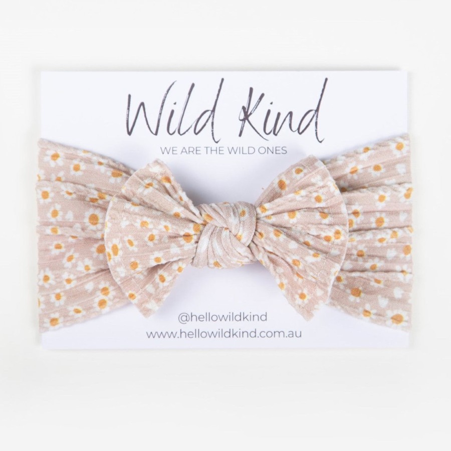 Baby [0-23M] Wild Kind Hair Accessories | Wild Kind Ayla Wide Bow Headband - Taupe Floral