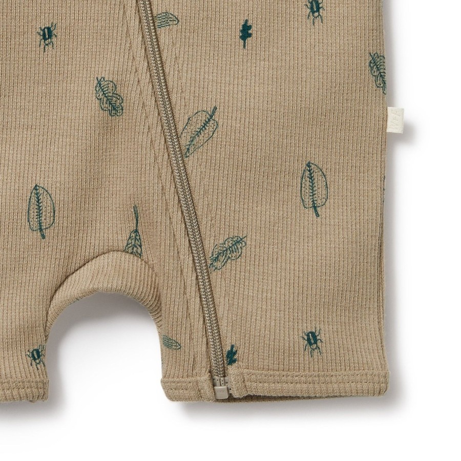 Baby [0-23M] Wilson & Frenchy All In One | Wilson And Frenchy Organic Boyleg Zipsuit Jungle Leaf