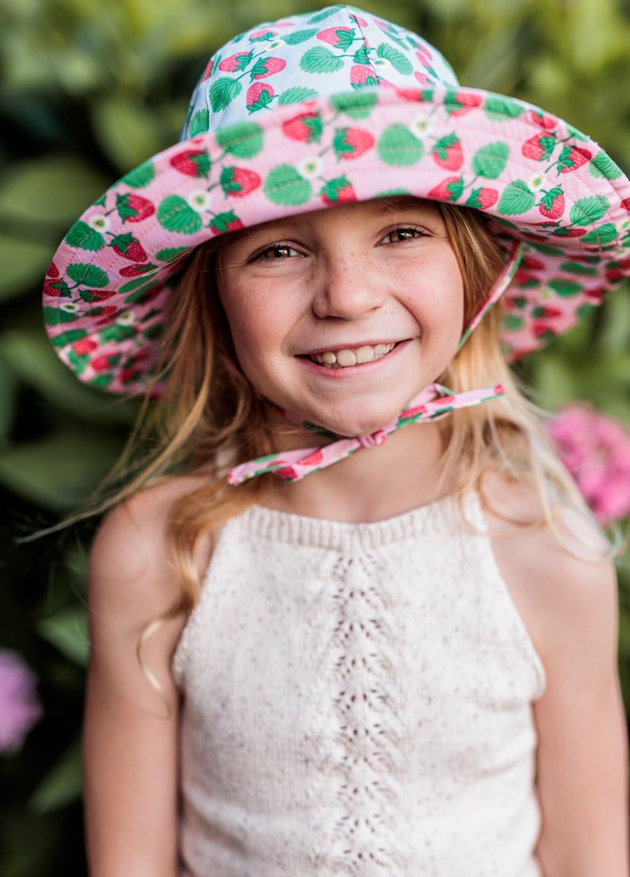 Child [2-14] Acorn Hats | Acorn Wide Brim Reversible Sunhat - Strawberry