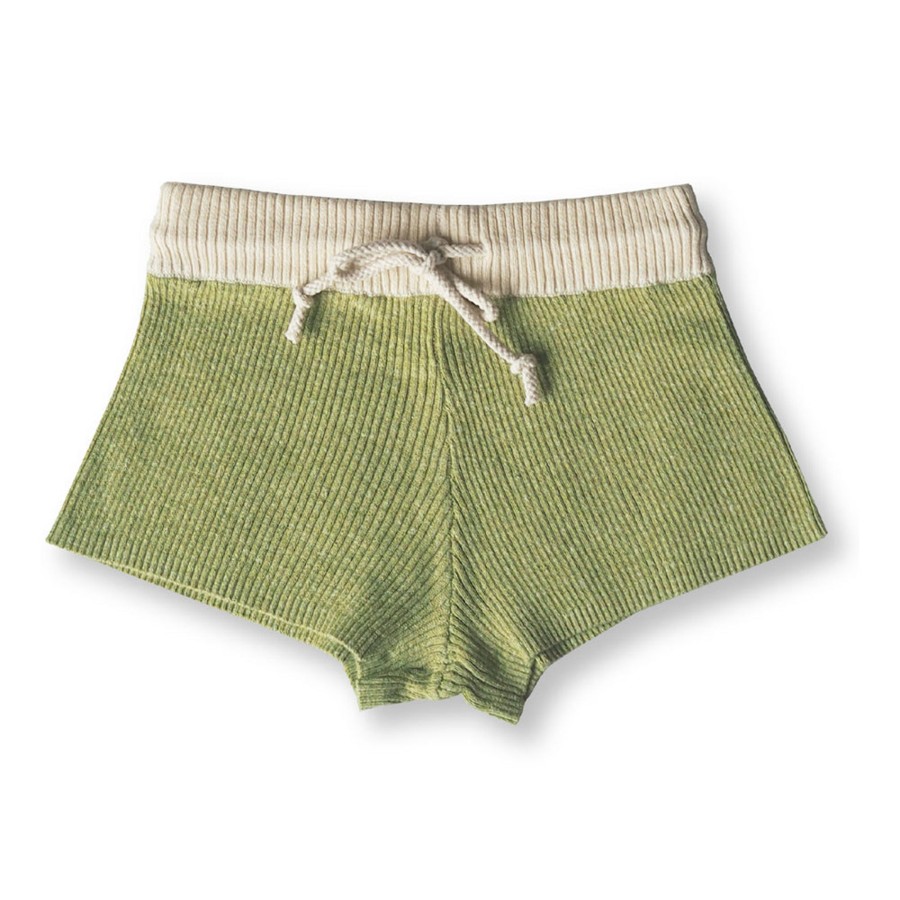 Child [2-14] Grown Knitwear | Grown Hemp Ribbed Shorts - Lime