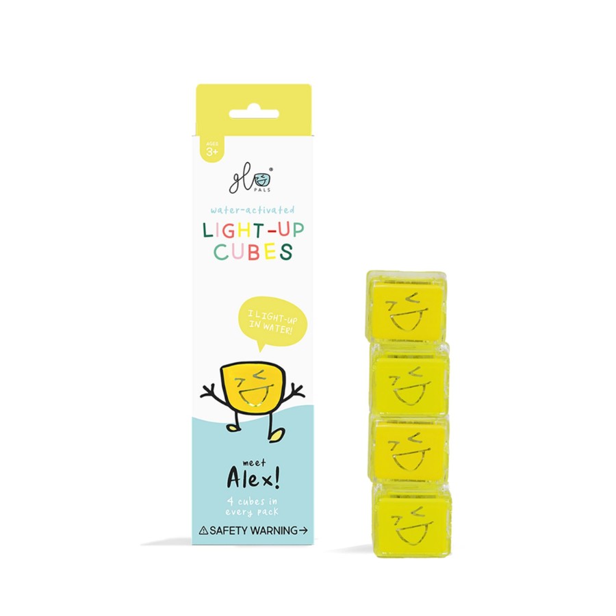 Play + Learn Glo Pals Sensory | Glo Pal Cubes 4 Pack - Alex | Yellow