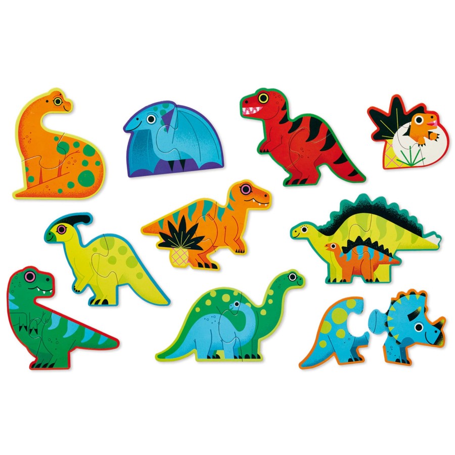 Baby [0-23M] Crocodile Creek Shape Sorters + Puzzles | Let'S Begin 2 Piece Puzzle - Dinosaur Coded On The Back For Easy Sorting And Color Matching. Packed In A Wonderful Storage Canister Wi