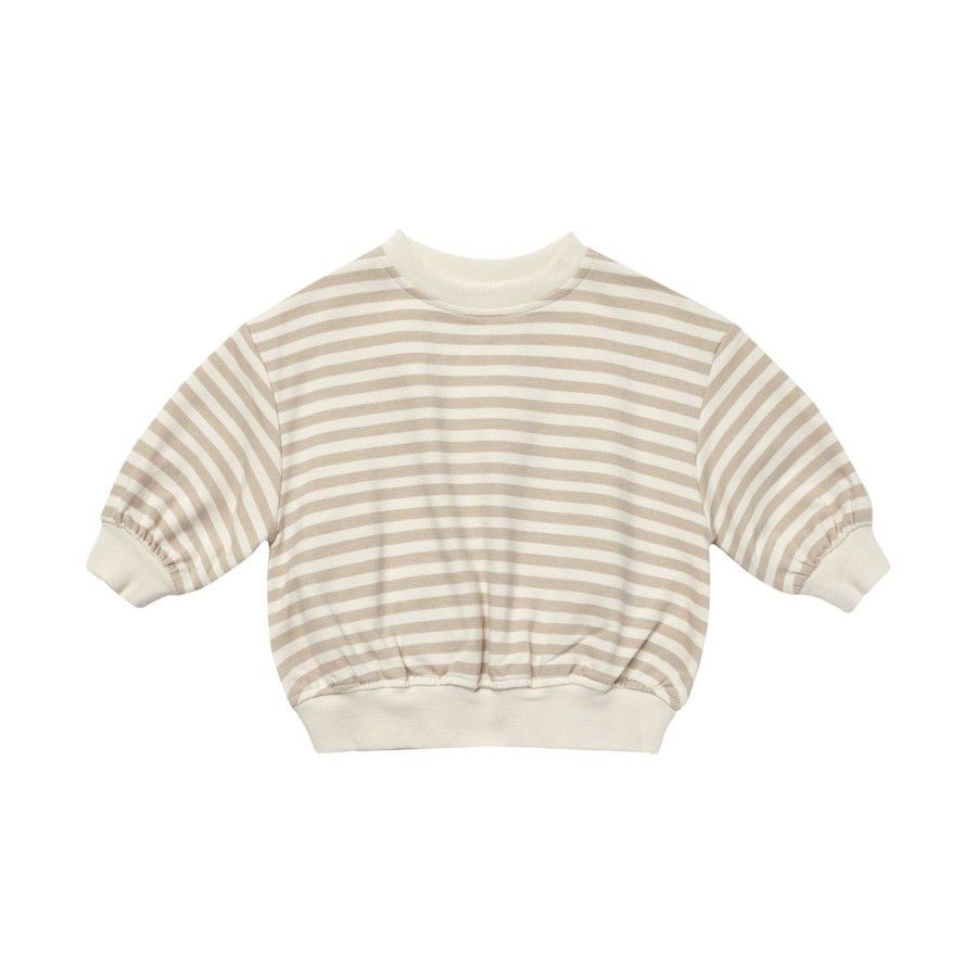 Baby [0-23M] Quincy Mae Jumpers | Quincy Mae Relaxed Fleece Sweatshirt - Sand Stripe