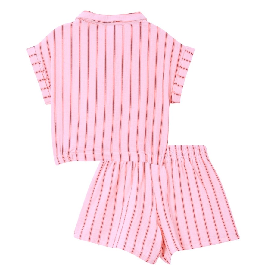 Baby [0-23M] Milky Bottoms | Milky Ruby Stripe Cotton Play Set - Pastel Pink