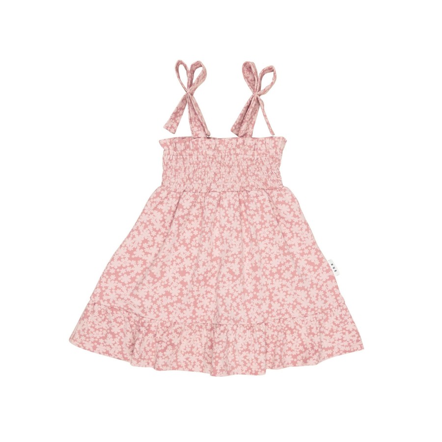 Baby [0-23M] Huxbaby Dresses | Huxbaby Smile Floral Shirred Dress - Dusty Rose