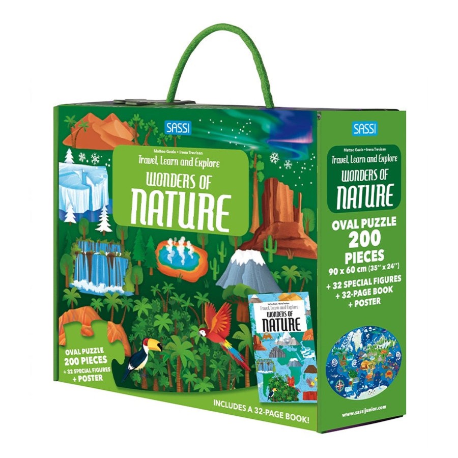 Play + Learn Sassi Books | Travel Learn Explore Puzzle & Book Set - Wonders Of Nature