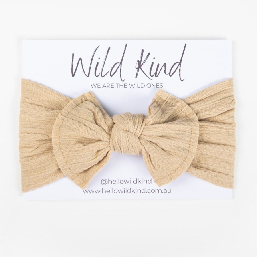 Child [2-14] Wild Kind Hair Accessories | Wild Kind Ayla Wide Bow Headband - Latte