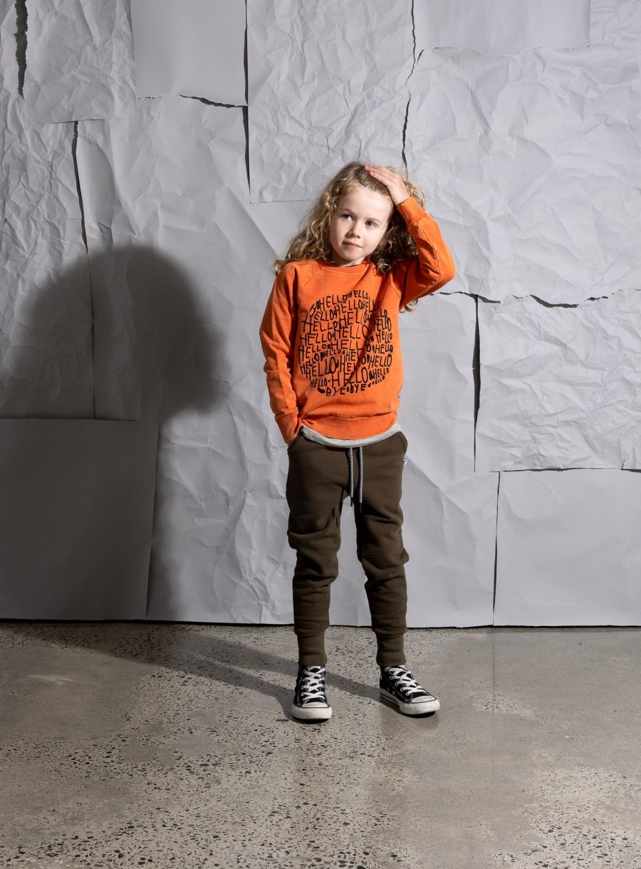 Baby [0-23M] Minti Jumpers | Minti Hello Circle Crew - Orange Wash