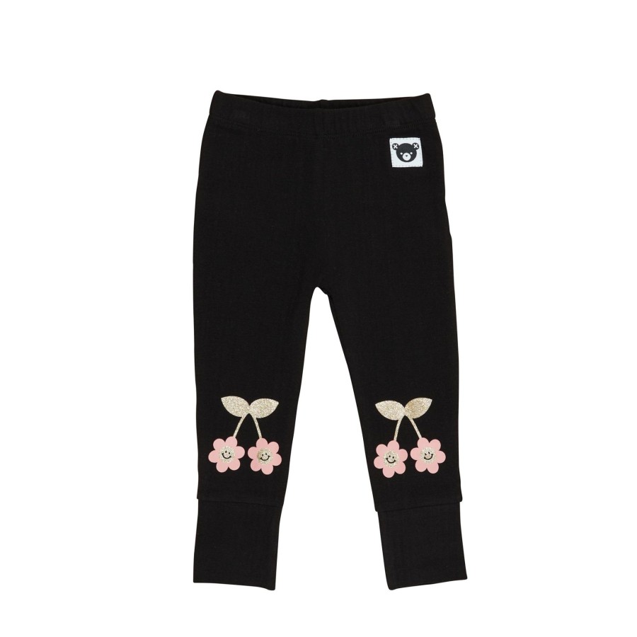 Baby [0-23M] Huxbaby Bottoms | Huxbaby Smile Flower Legging - Black